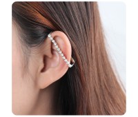 Circles Shaped With CZ Stone Silver Long Ear Cuff LEC-02